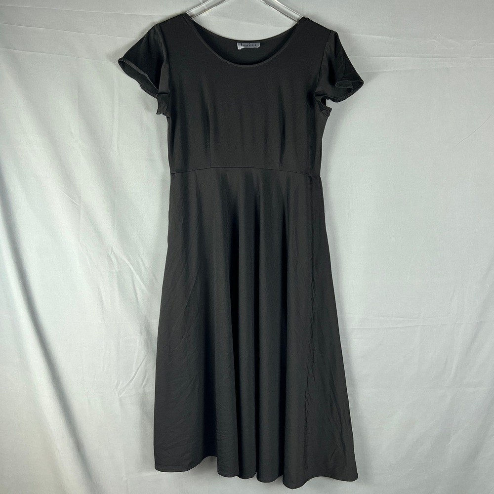 Karina Fit And Flare Womens Small Black Flutter Sleeve Party Cocktail Festival